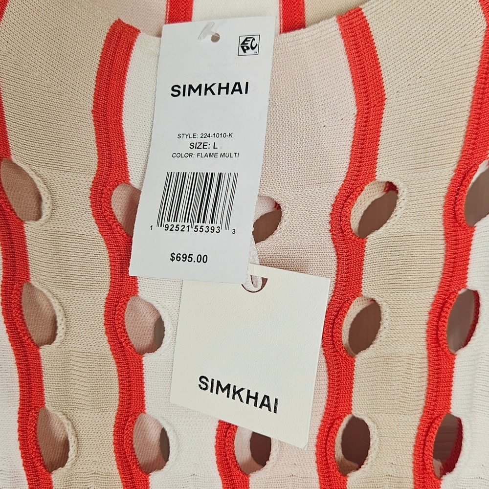 JONATHAN SIMKHAI Nash Midi Dress in Flame Multi Large NEW Retro - Picture 6 of 11